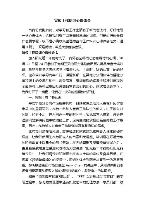 2020宣传工作培训心得体会范文（通用3篇）