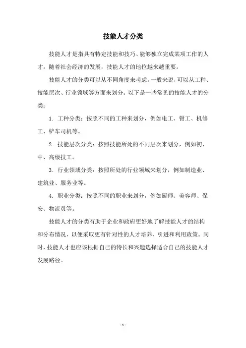技能人才分类
