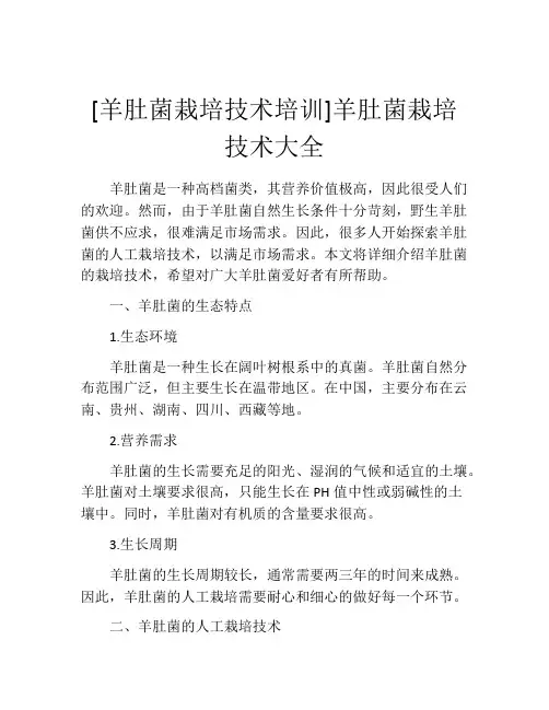 [羊肚菌栽培技术培训]羊肚菌栽培技术大全
