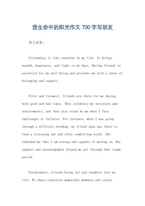 我生命中的阳光作文700字写朋友