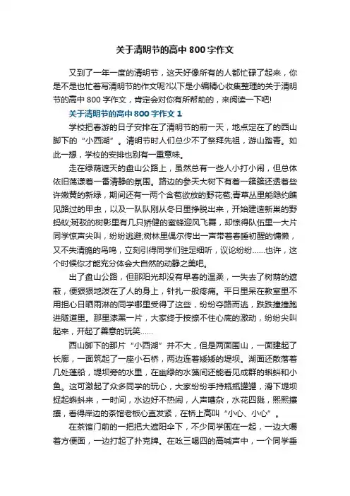 关于清明节的高中800字作文5篇