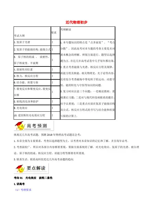 高考物理二轮复习专题13近代物理初步讲含解析201904041152