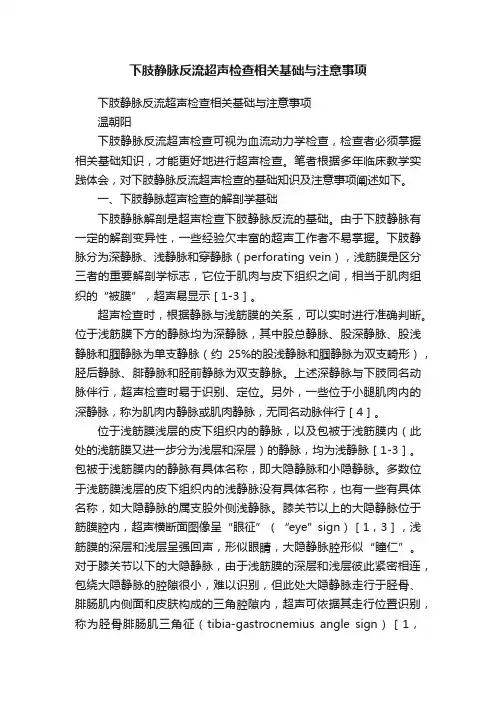 下肢静脉反流超声检查相关基础与注意事项