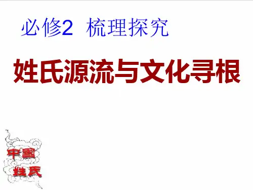 姓氏源流与文化寻根我的课件