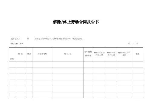 青岛解除终止劳动合同报告书