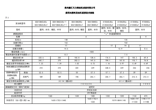 船用双燃料发动机重点技术参数