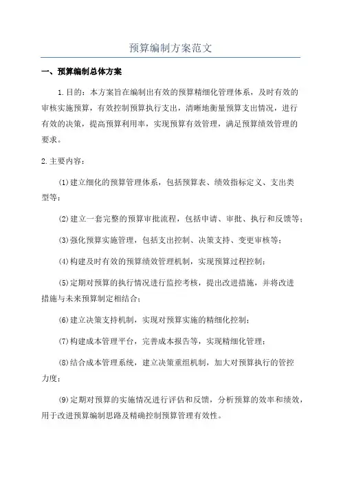 预算编制方案范文