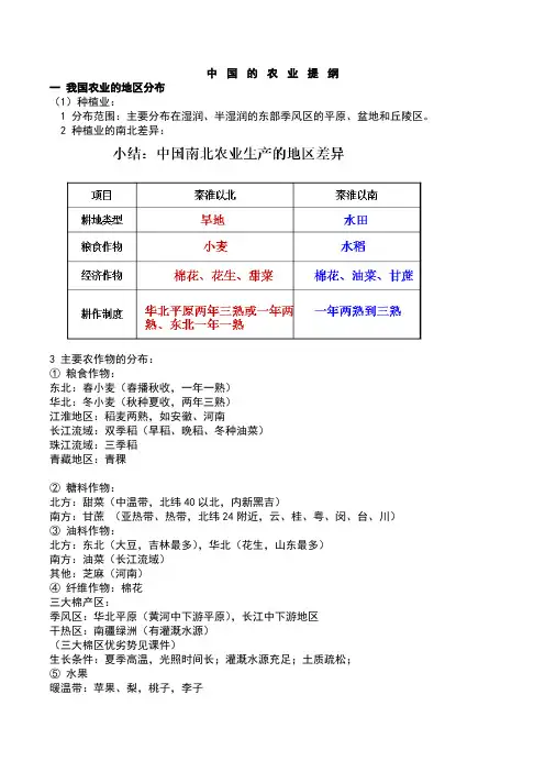 中国的农业提纲