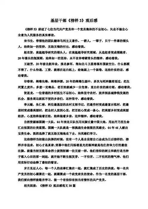 基层干部《榜样3》观后感