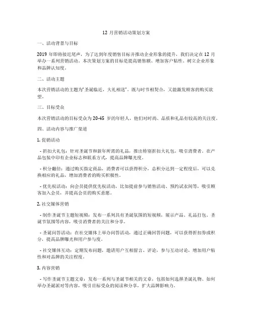 12月营销活动策划方案