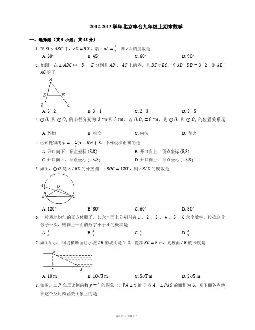 2012-2013学年北京丰台九年级上期末数学