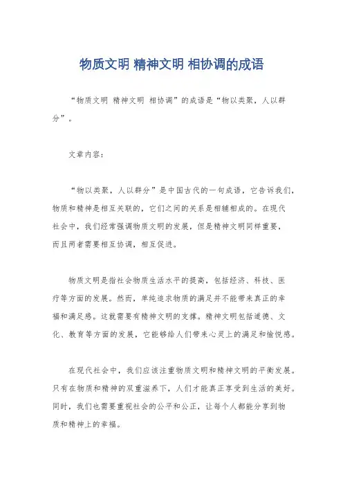 物质文明 精神文明 相协调的成语