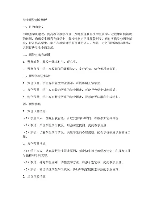 学业预警制度模板