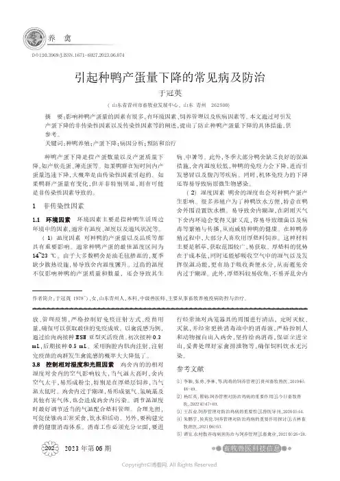 引起种鸭产蛋量下降的常见病及防治