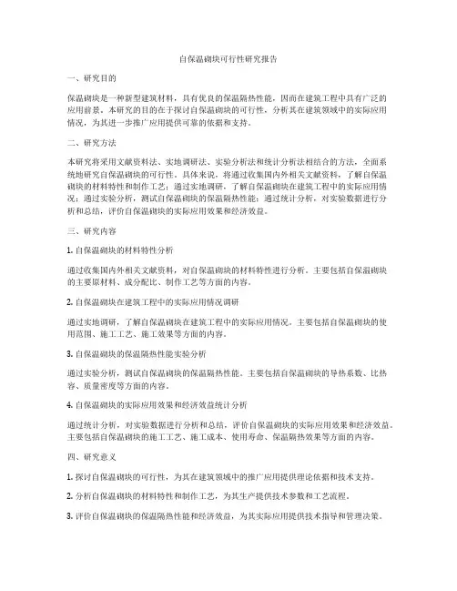 自保温砌块可行性研究报告