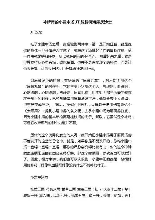 补脾胃的小建中汤JT叔叔倪海厦皮沙士