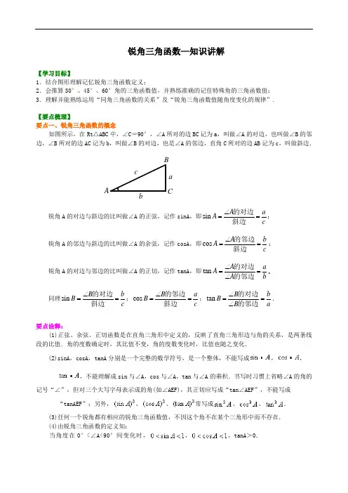 浙教版九年级下册 解直角三角形 讲义(PDF版)