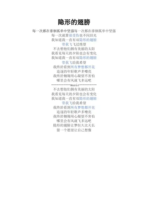 隐形的翅膀歌词