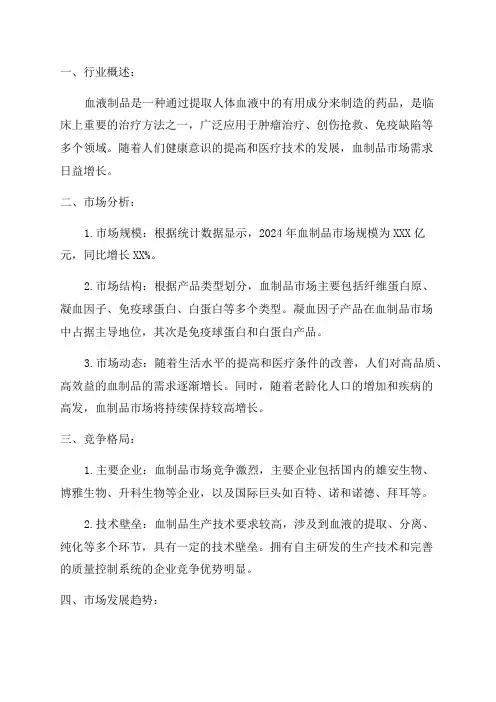 2024年血制品行业研究报告