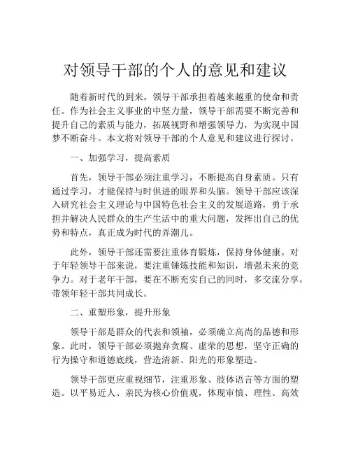对领导干部的个人的意见和建议