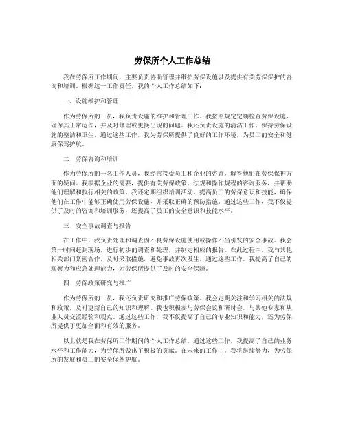 劳保所个人工作总结