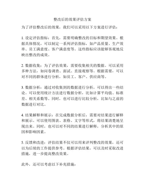 整改后的效果评估方案