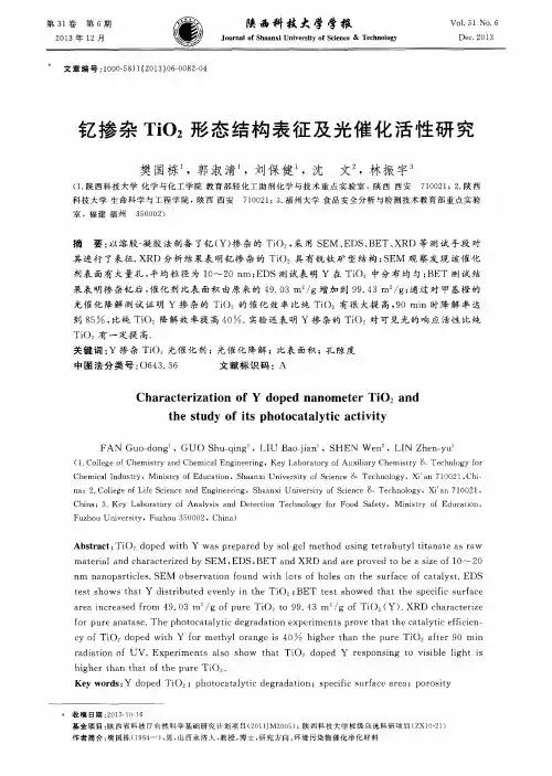 钇掺杂TiO2形态结构表征及光催化活性研究