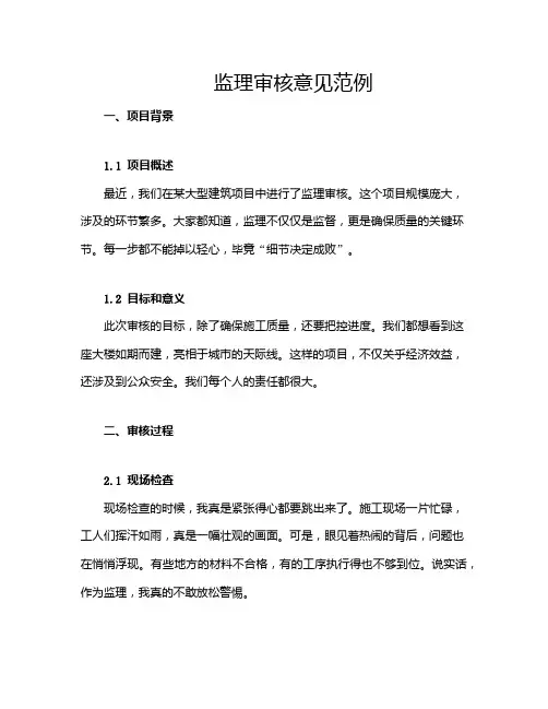 监理审核意见范例