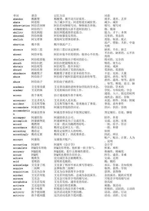 英语单词谐音记忆法汇总整理