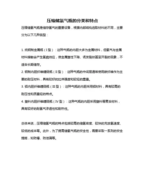 压缩储氢气瓶的分类和特点