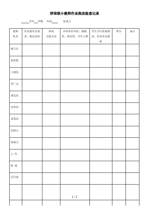 教师作业批改情况检查表