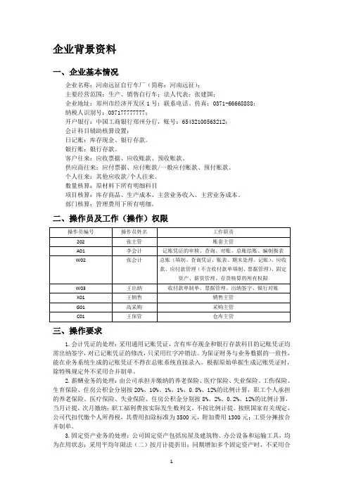 2015年技能大赛高职组样题-2015年GG-044会计技能(高职组)赛项会计信息化环节处理样题题面