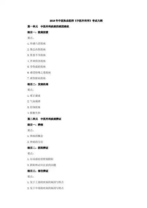 中医执业医师《中医外科学》考试大纲.doc