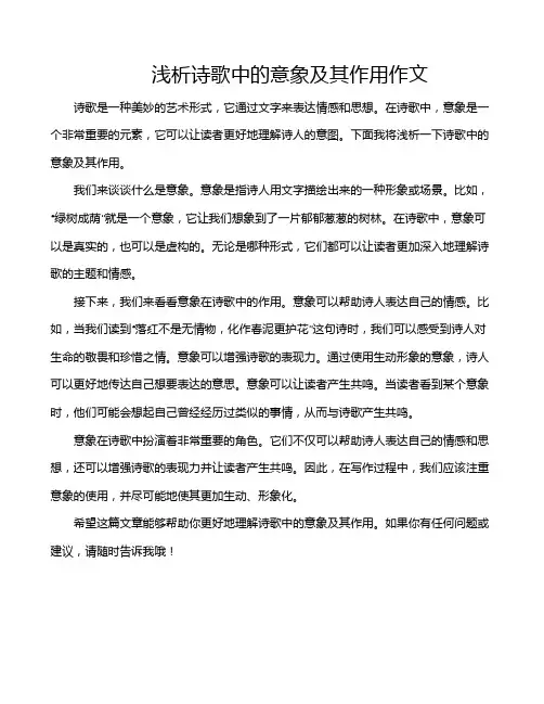 浅析诗歌中的意象及其作用作文