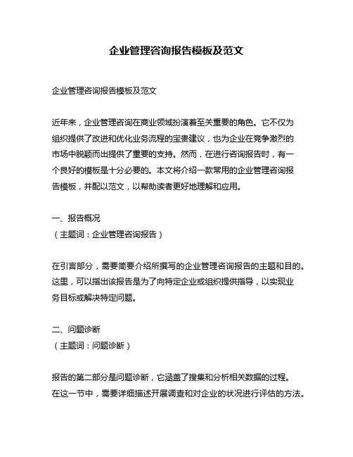 企业管理咨询报告模板及范文