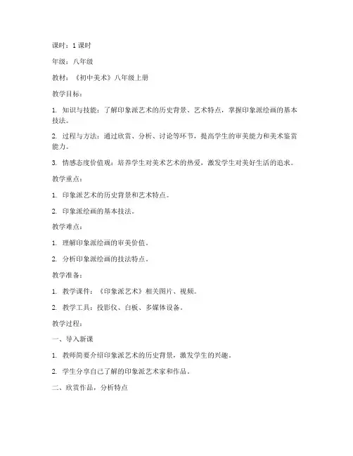 初中美术教案欣赏课模板