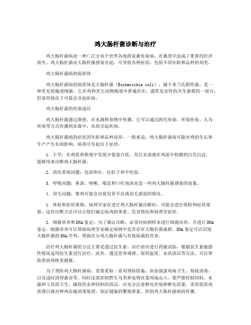 鸡大肠杆菌诊断与治疗