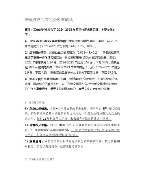 新能源汽车双积分政策解读