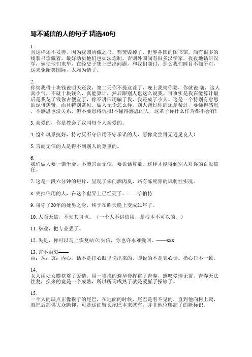 骂不诚信的人的句子精选186句
