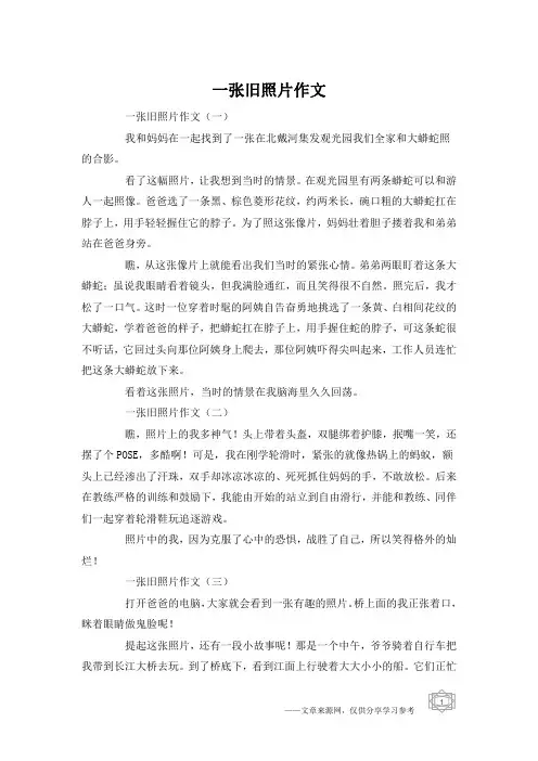 一张旧照片作文