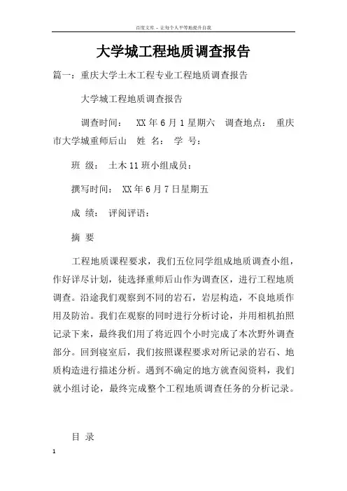 大学城工程地质调查报告doc