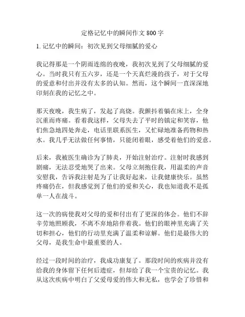 定格记忆中的瞬间作文800字