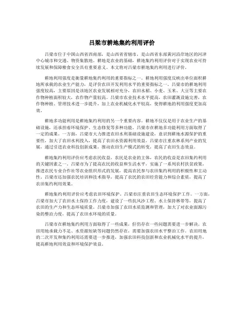 吕梁市耕地集约利用评价