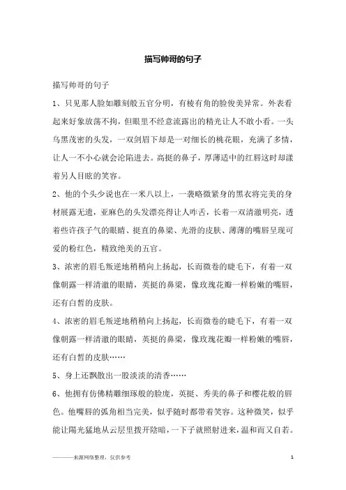 描写帅哥的句子