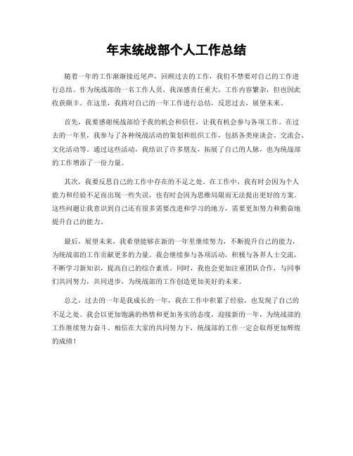 年末统战部个人工作总结