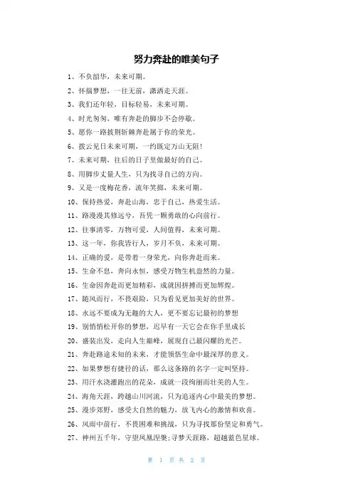 努力奔赴的唯美句子