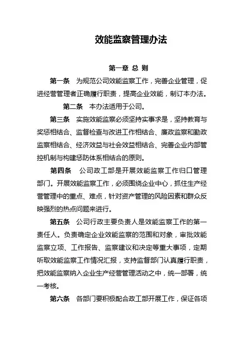 效能监察管理办法