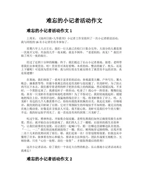 难忘的小记者活动作文