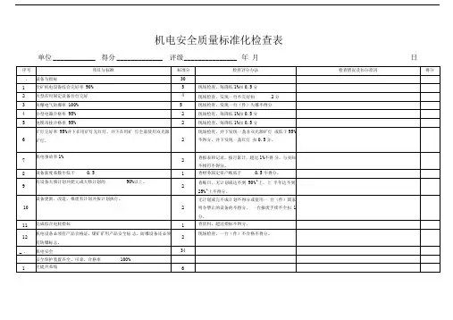 机电安全质量标准化检查表