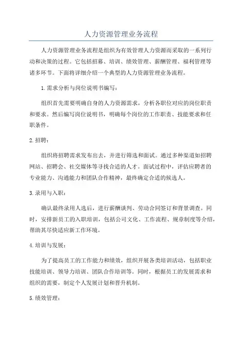 人力资源管理业务流程